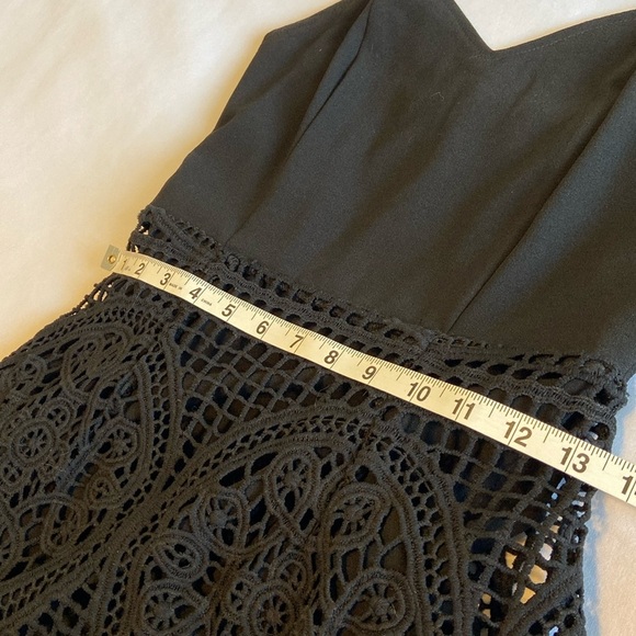 J.O.A. Los Angeles Black SweetHeart Crochet Lace Midi Lined Dress Size Small - Picture 15 of 16